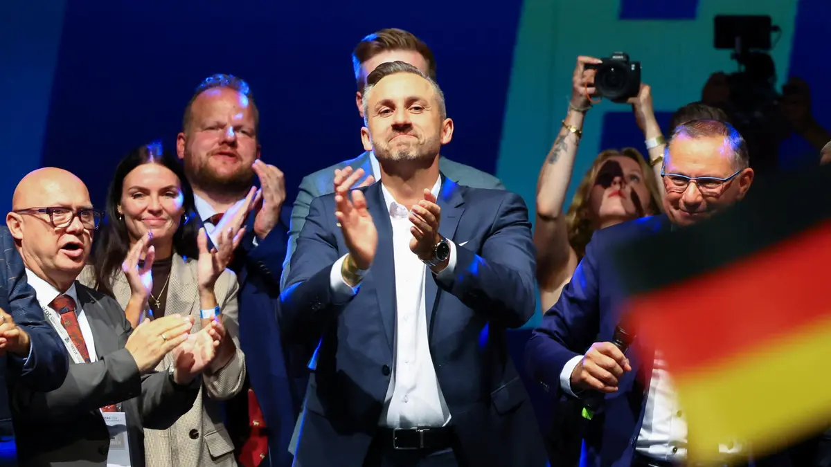 Ulrich Siegmund podczas wieczoru wyborczego AfD w Magdeburgu